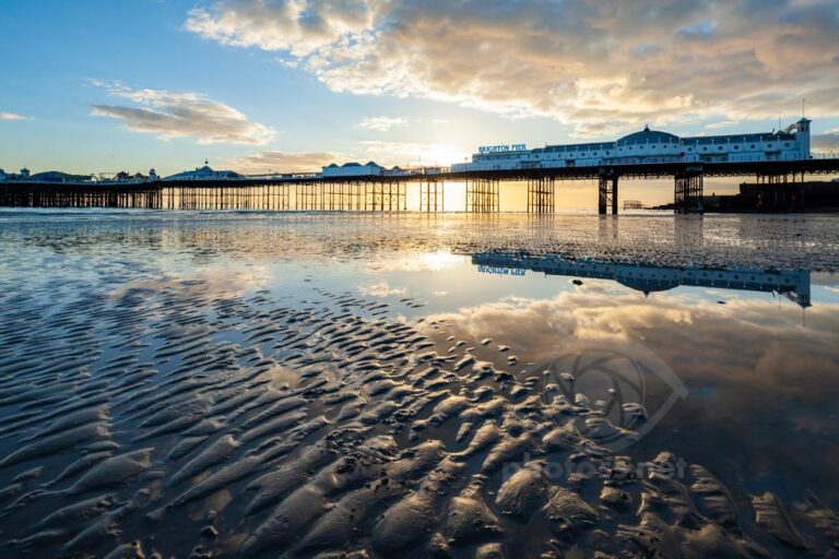 Low tide at Palace Pier in Brighton